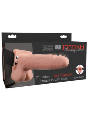 7" Hollow Rechargeable Strap-on with Balls
